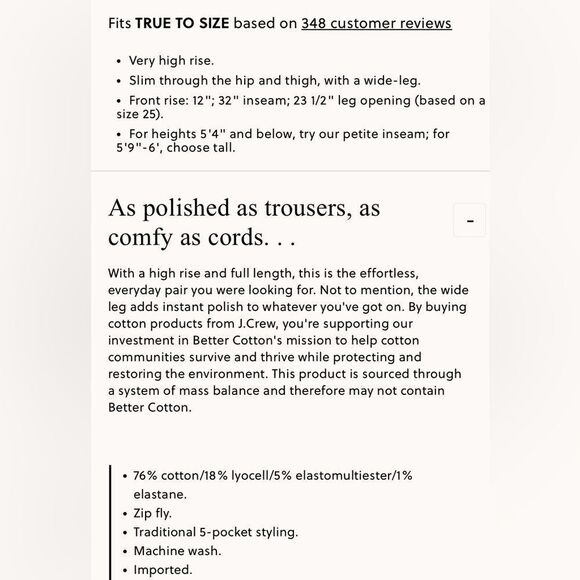 NWT J CREW Wide-leg corduroy trouser in Ivory - Picture 6 of 6